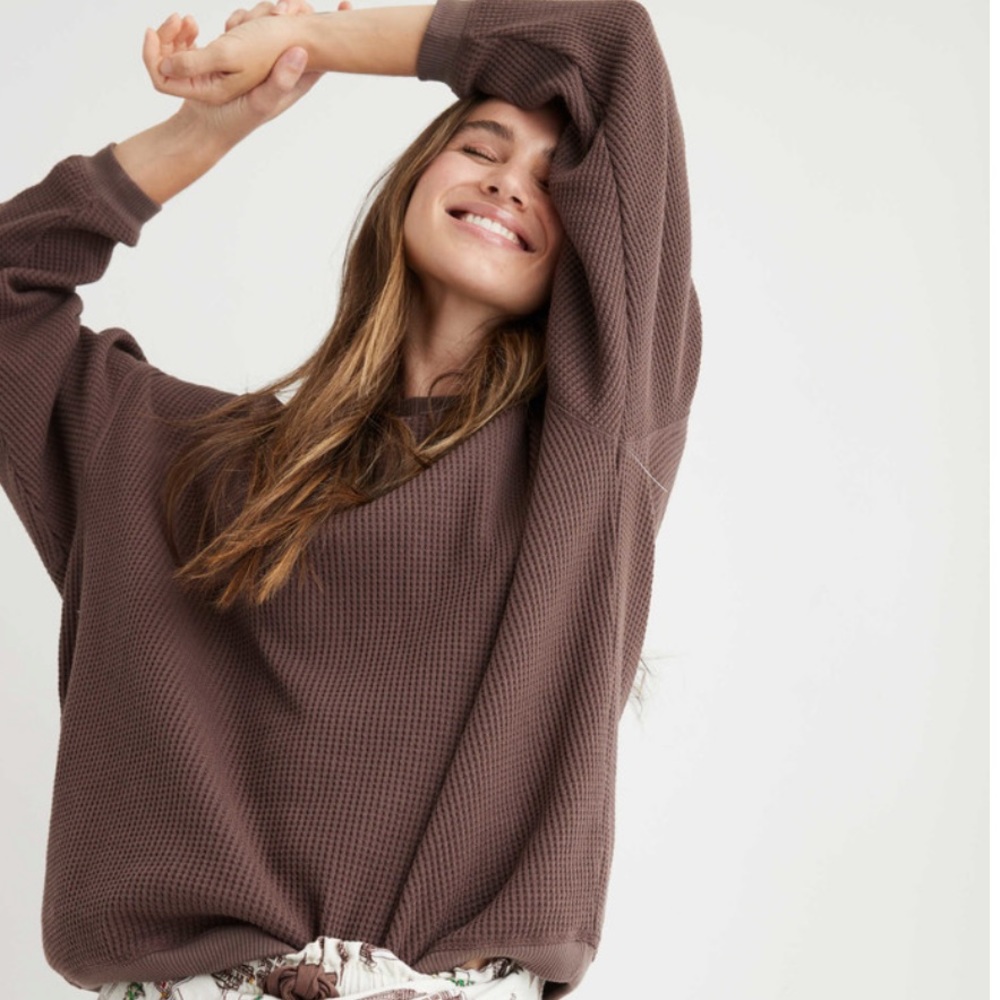 Aerie Waffle Fleece Oversized Sweatshirt